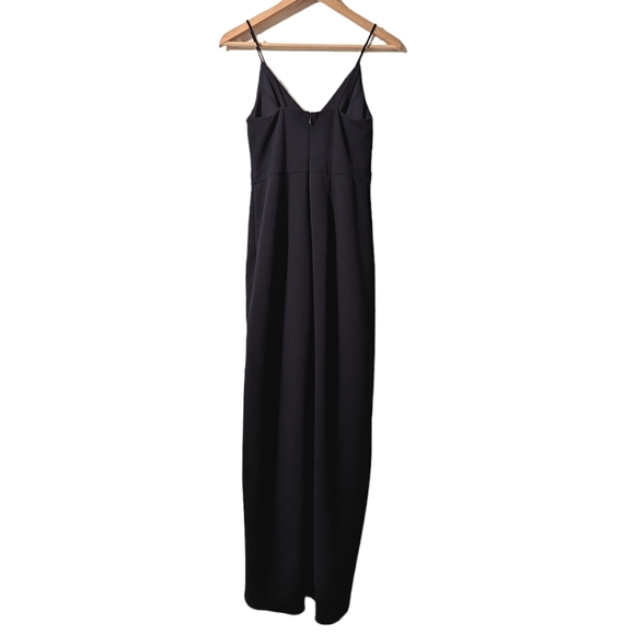 BHLDN Lyra V Neck Faux Wrap Crepe Midi Dress Navy Blue Stretch Wedding Party - Picture 7 of 12